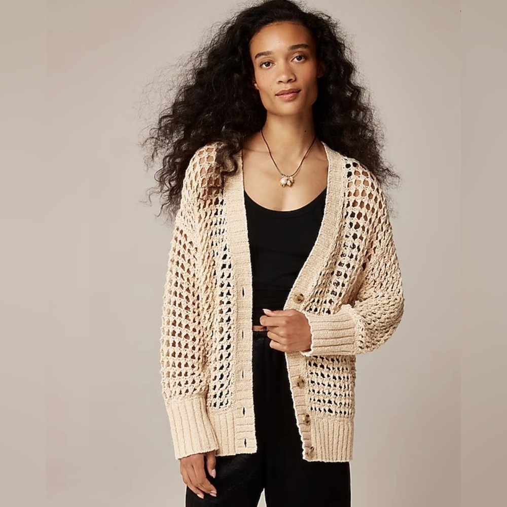 J. Crew Beige Open-Knit Cardigan